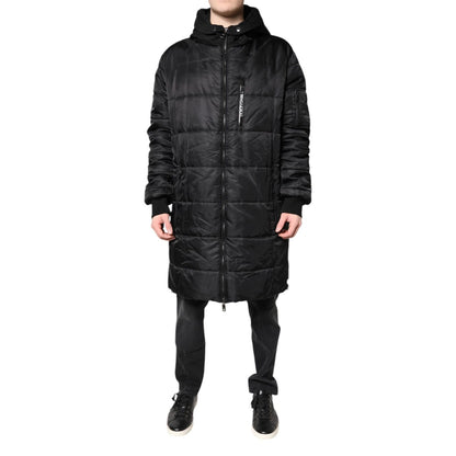 Dolce & Gabbana Black Hooded Parka Coat Winter Jacket