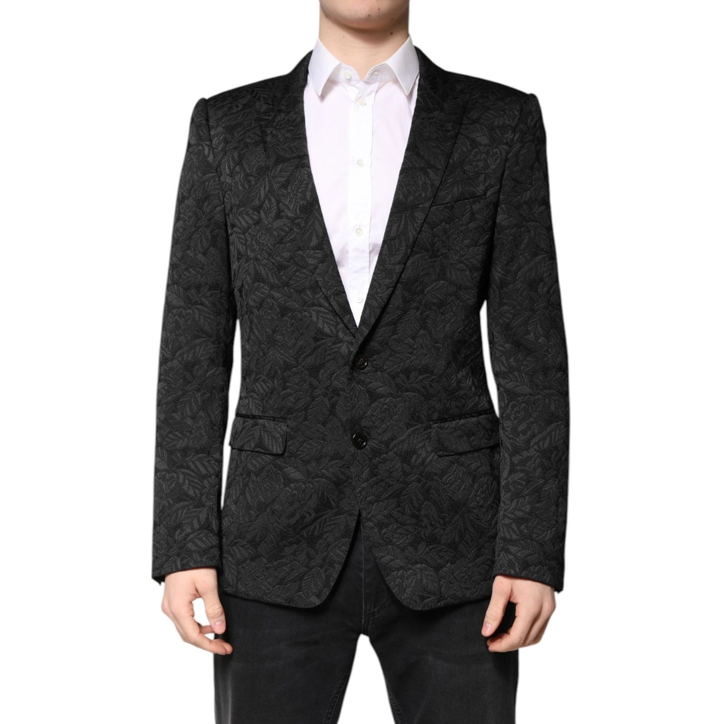 Dolce & Gabbana Black MARTINI Brocade Single Breasted Blazer