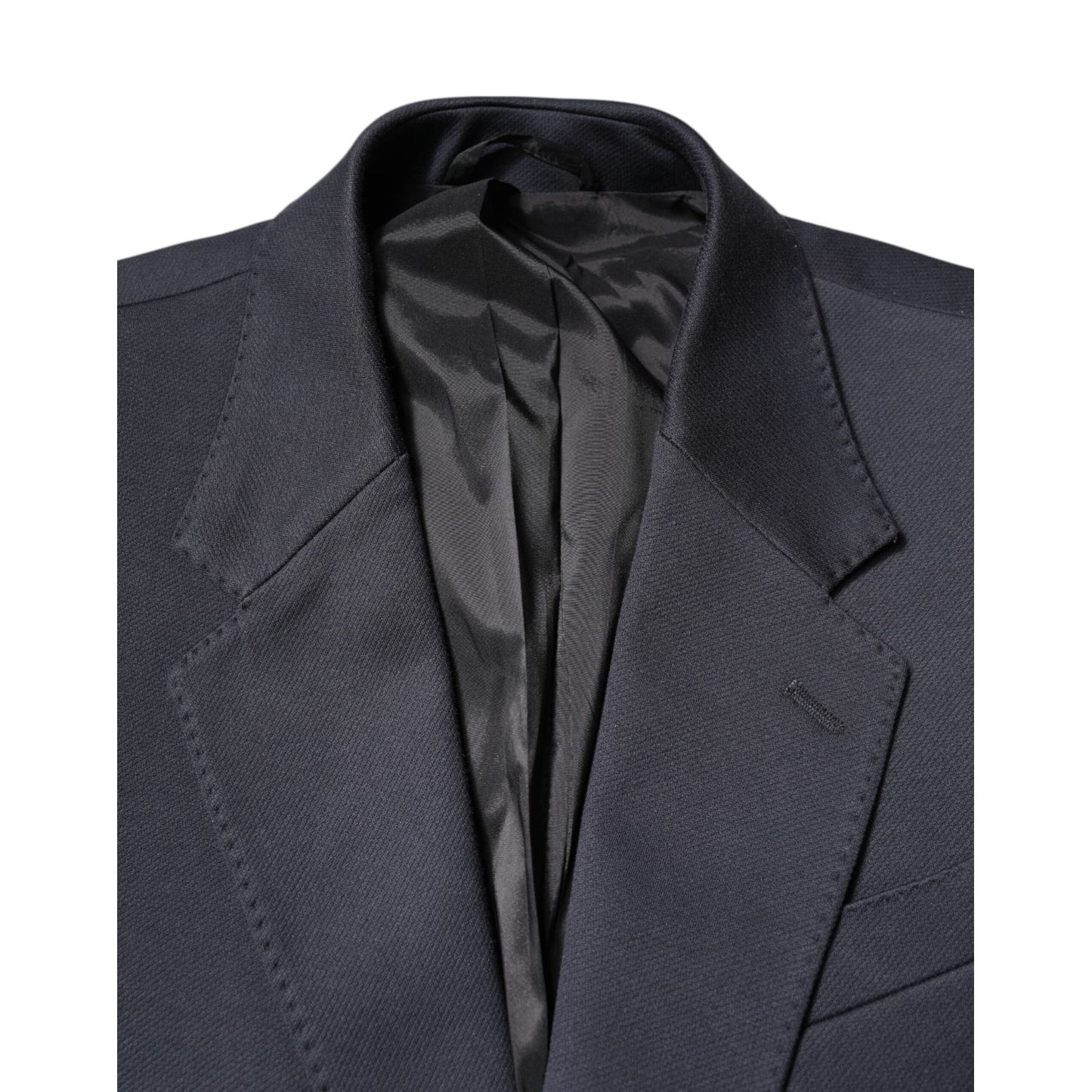 Dolce & Gabbana Dark Blue Cotton Men Jacket Coat Suit Blazer