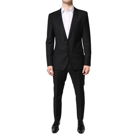 Dolce & Gabbana Black Wool Single Breasted 2 Piece Suit