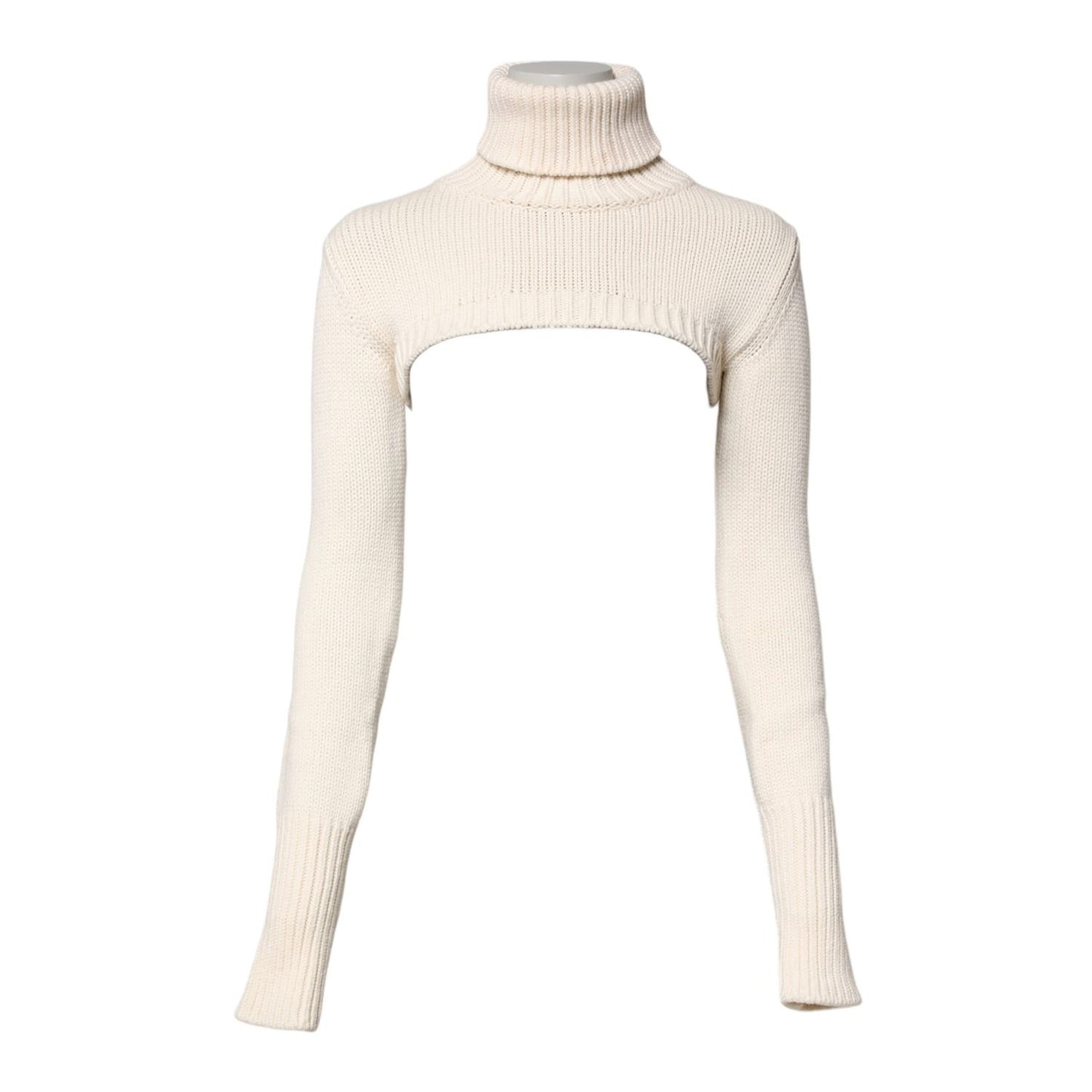 Dolce & Gabbana Ivory Cashmere Turtleneck Cropped Top Sweater