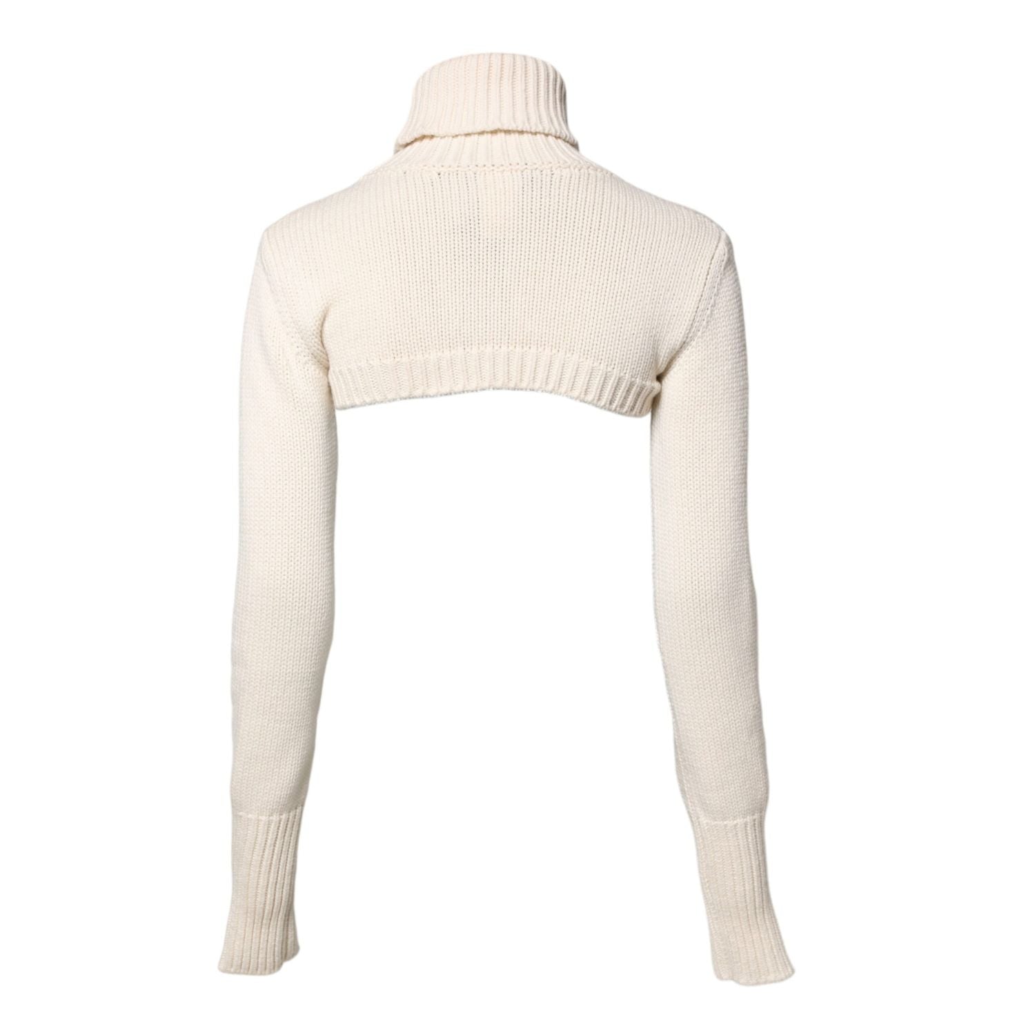 Dolce & Gabbana Ivory Cashmere Turtleneck Cropped Top Sweater