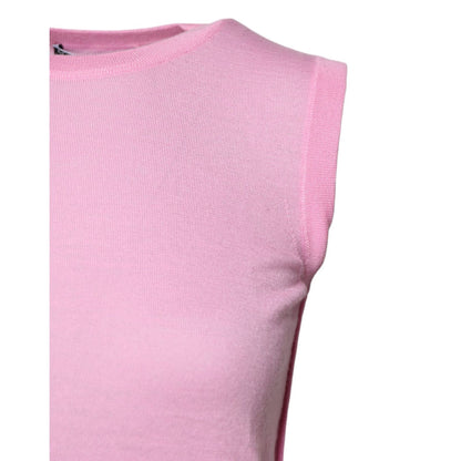 Dolce & Gabbana Pink Cashmere Round Neck Sleeveless Tank Top