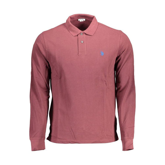 U.S. POLO ASSN. purple cotton men’s polo shirt with long sleeves and embroidered logo, perfect for classy styling and comfort.