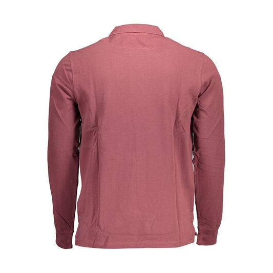 Back view of U.S. POLO ASSN. purple long-sleeved cotton men's polo shirt