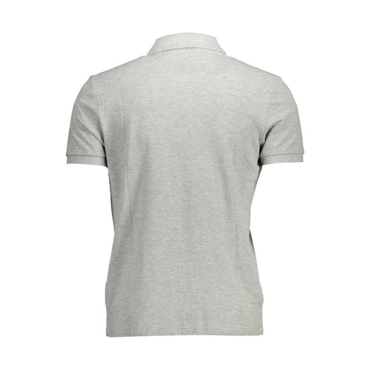 Back view of North Sails gray cotton men's polo shirt, featuring short sleeves and classic collar.