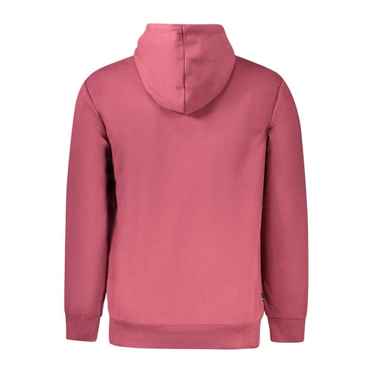 Back view of Timberland purple cotton men's sweater, featuring a hoodie design and classic fit for stylish comfort.