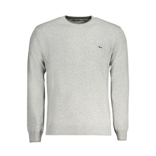 Harmont & Blaine gray cashmere sweater, long-sleeved crew neck pullover with contrast details and embroidered logo.