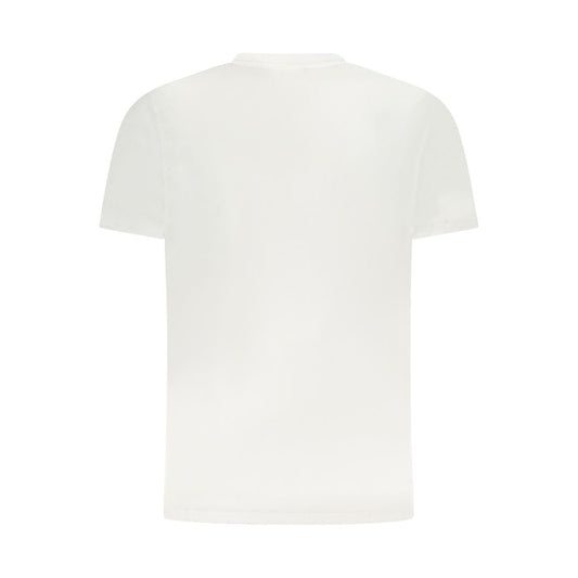 Back view of Cavalli Class white cotton men's T-shirt with short sleeves and crew neck design