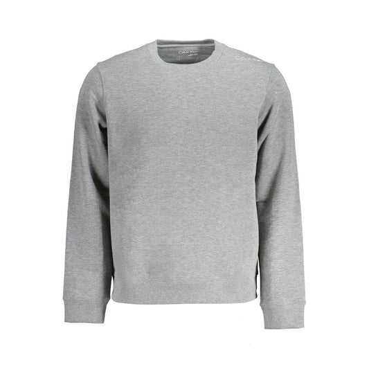 Calvin Klein gray polyester sweatshirt, long sleeve, crew neck, brushed finish, featuring logo print, perfect for a sporty look.
