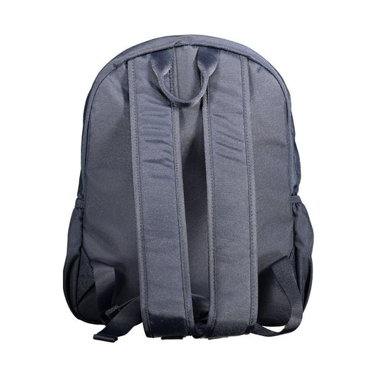 Back view of Tommy Hilfiger Blue Polyester Men's Backpack with adjustable straps and eco-friendly design.