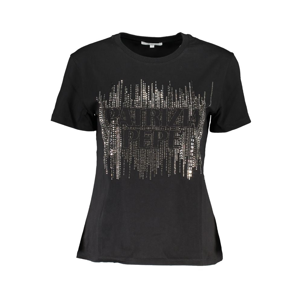 Patrizia Pepe Chic Contrast Crew Neck Cotton Tee PA-26494-XS