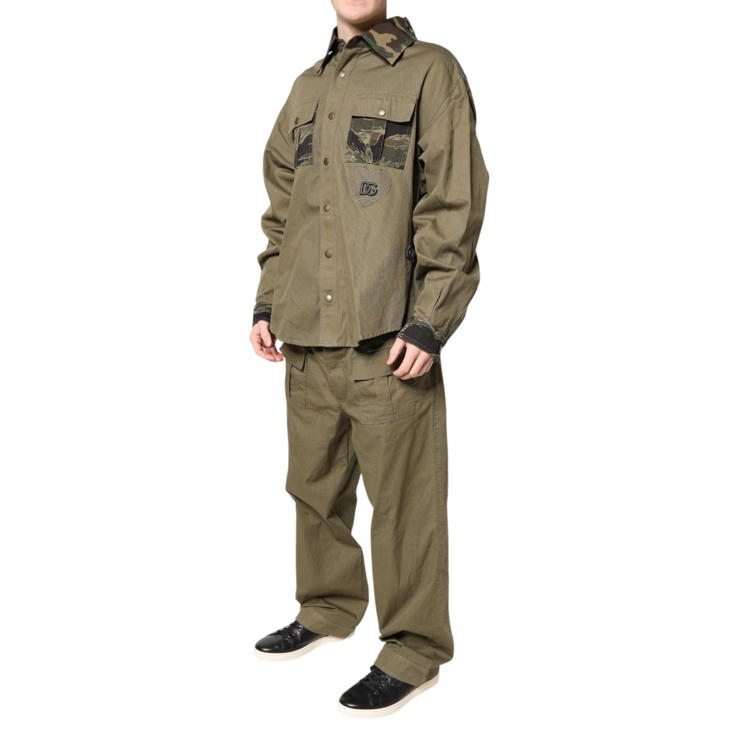 Dolce & Gabbana Brown Cotton Stretch Shirt Pants Casual Set