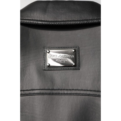 Dolce & Gabbana Black Polyester Button Down Biker Jacket