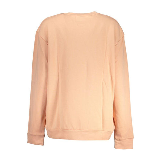 Back view of Cavalli Class pink long-sleeved fleece sweatshirt with elegant design, ideal for casual elegance and comfort.