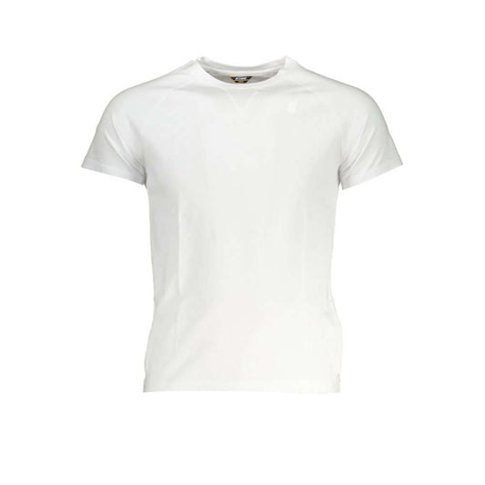 K-WAY sleek white crew neck tee with logo, short sleeves, 100% cotton; elegantly casual fashion perfect for trendsetters.