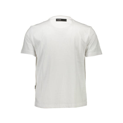 Plein Sport White Cotton Men T-Shirt with iconic logo and contrasting details.