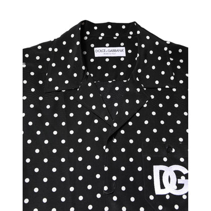 Dolce & Gabbana Black Polka Dot Short Sleeves Casual Shirt