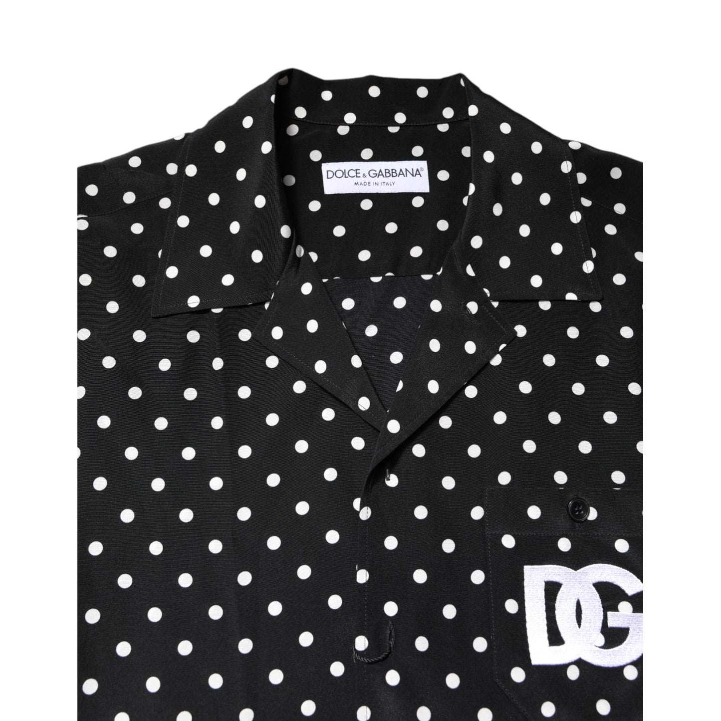 Dolce & Gabbana Black Polka Dot Short Sleeves Casual Shirt TSH87754-38