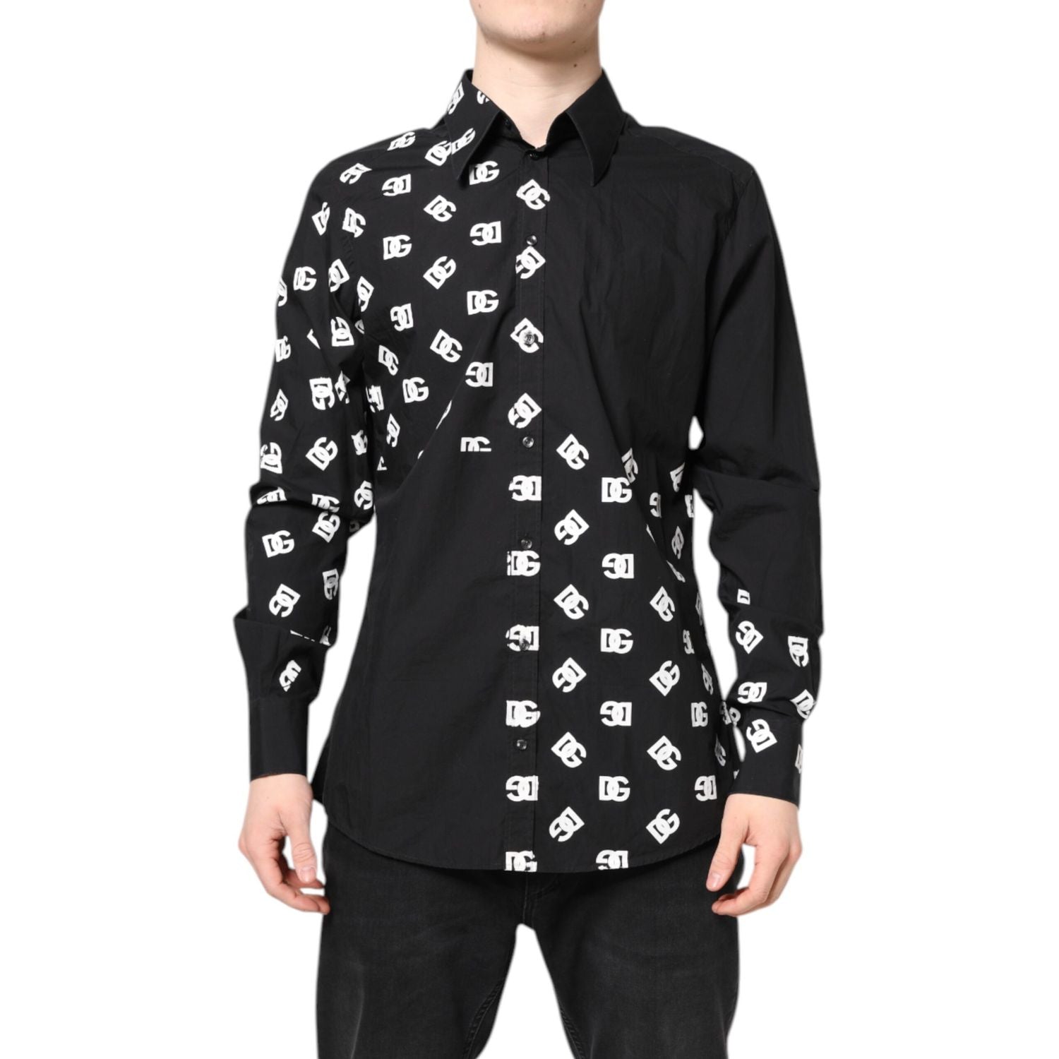 Dolce & Gabbana Black DG Logo Cotton MARTINI Dress Shirt