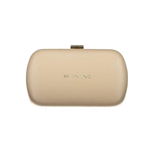Valentino Bags beige polyethylene women handbag with logo, featuring snap closure and removable chain strap. Elegant and durable design.