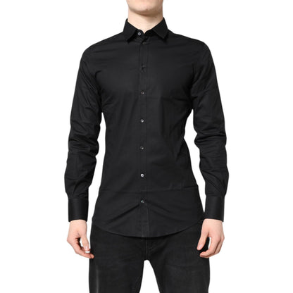 Dolce & Gabbana Black GOLD Cotton Long Sleeves Dress Shirt