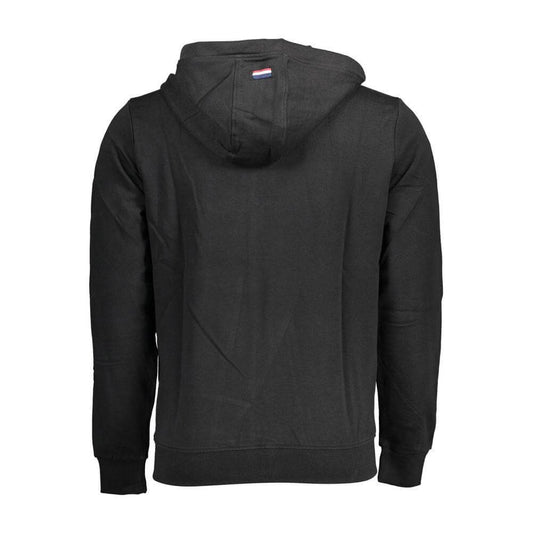 Black U.S. POLO ASSN. Men’s Hoodie Back View – Cotton-Polyester Blend with Logo, Perfect for Casual Outing or Relaxed Weekend.