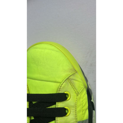 Dolce & Gabbana Neon Green Logo Tape Low Top Sneakers Shoes