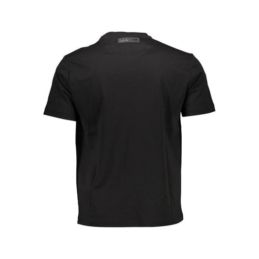 Plein Sport black cotton men's t-shirt, back view, showcasing short sleeves and premium fabric for luxury activewear style.