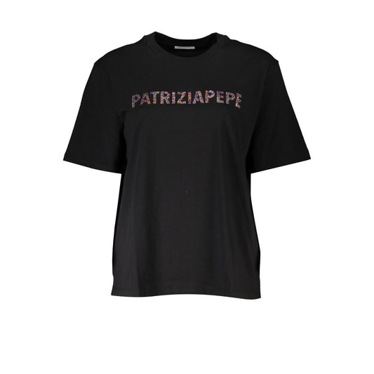 Patrizia Pepe Chic Rhinestone Crew Neck Tee PA-28350-XS