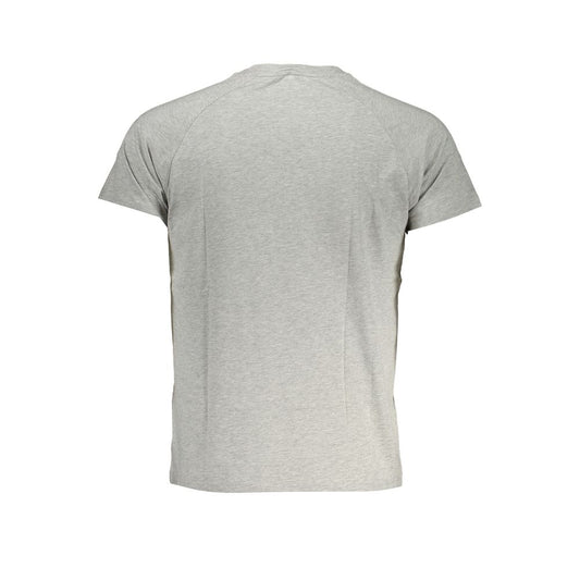 Back view of K-WAY gray cotton men's t-shirt with short sleeves and a sleek crew neck design.