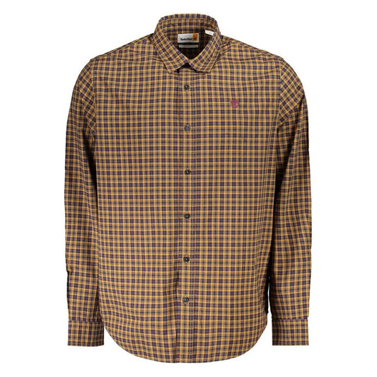 Timberland yellow tartan long sleeve shirt with Italian collar, regular fit, 1 button cuffs, and embroidered logo.