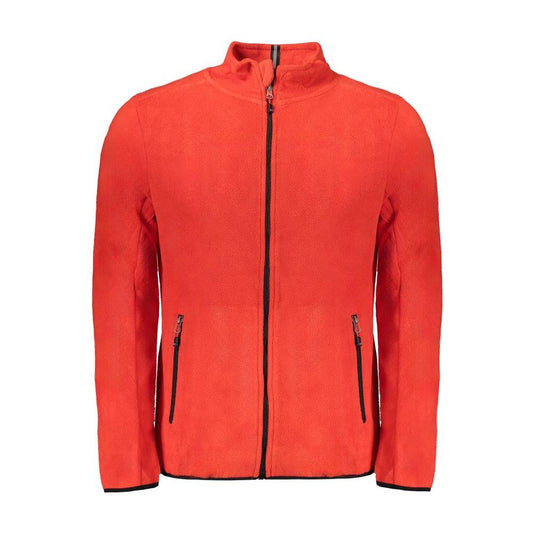 Norway 1963 red polyester men’s sweater with embroidery, zip pockets, and signature logo, embodying comfort and sophistication.