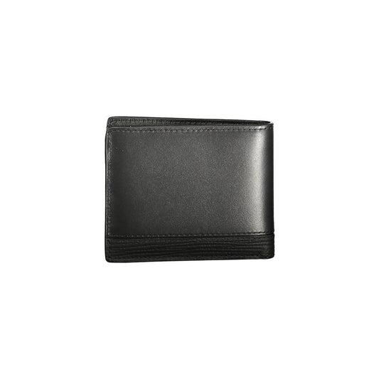 Tommy Hilfiger black leather men's wallet with sleek design and signature logo, perfect for stylish accessory aficionados.