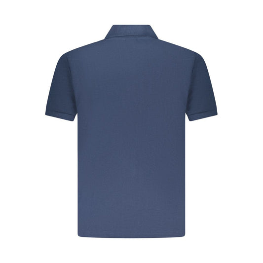 Back view of U.S. Grand Polo Blue Cotton Men's Polo Shirt with short sleeves and collar.