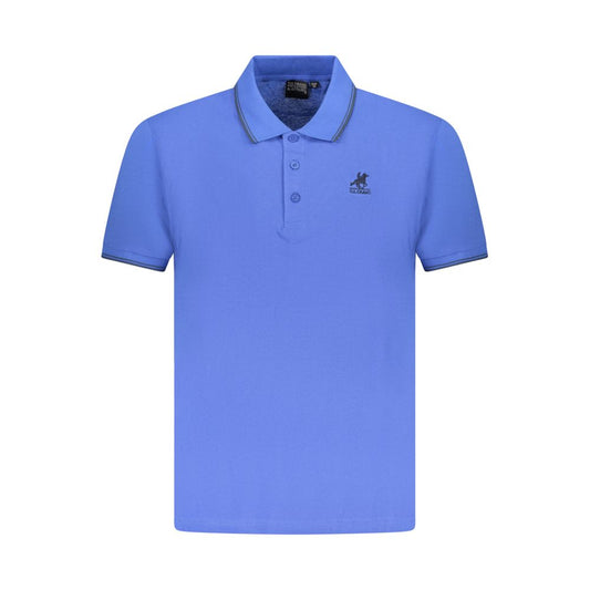 U.S. Grand Polo blue cotton men's polo shirt with signature embroidery and three-button placket.