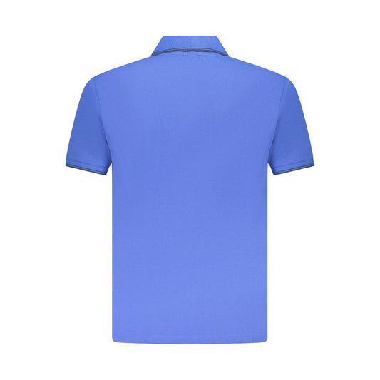 Back view of U.S. Grand Polo Blue Cotton Men's Polo Shirt featuring short sleeves and iconic embroidery logo.