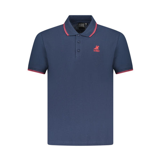 U.S. Grand Polo blue cotton men's shirt featuring contrasting details and embroidery, ideal for a sophisticated and sporty look.