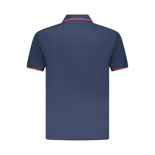 Back view of U.S. Grand Polo Blue Cotton Men Polo Shirt with short sleeves and red contrast details.