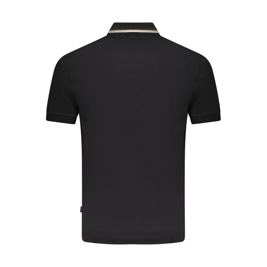 Back view of Hugo Boss black cotton men's polo shirt