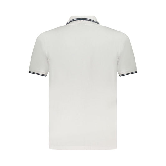 Back view of U.S. Grand Polo White Cotton Men's Polo Shirt showcasing elegant design and contrasting details.