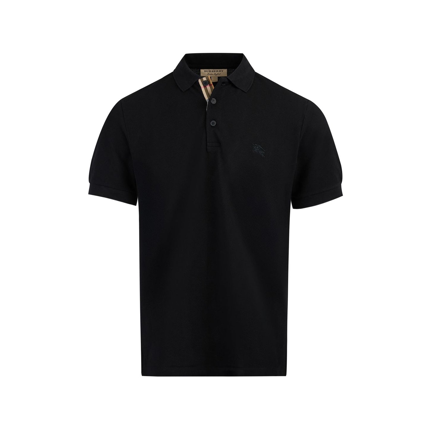 Burberry Black Cotton Collared Polo Shirt
