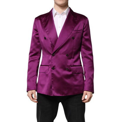 Dolce & Gabbana Purple Double Breasted Men Suit Coat Blazer