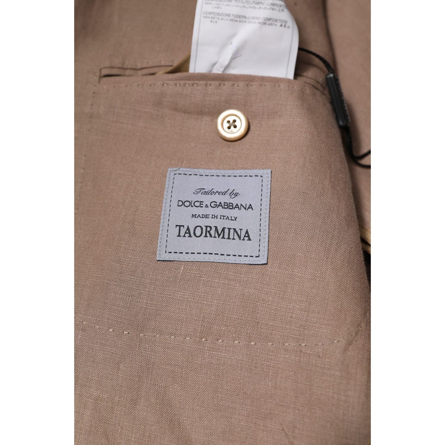 Dolce & Gabbana Beige TAORMINA Single Breasted Coat Blazer