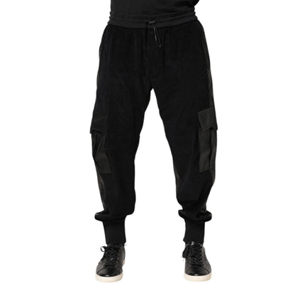 Dolce & Gabbana Black Cotton Cargo Jogger Sweatpants Pants
