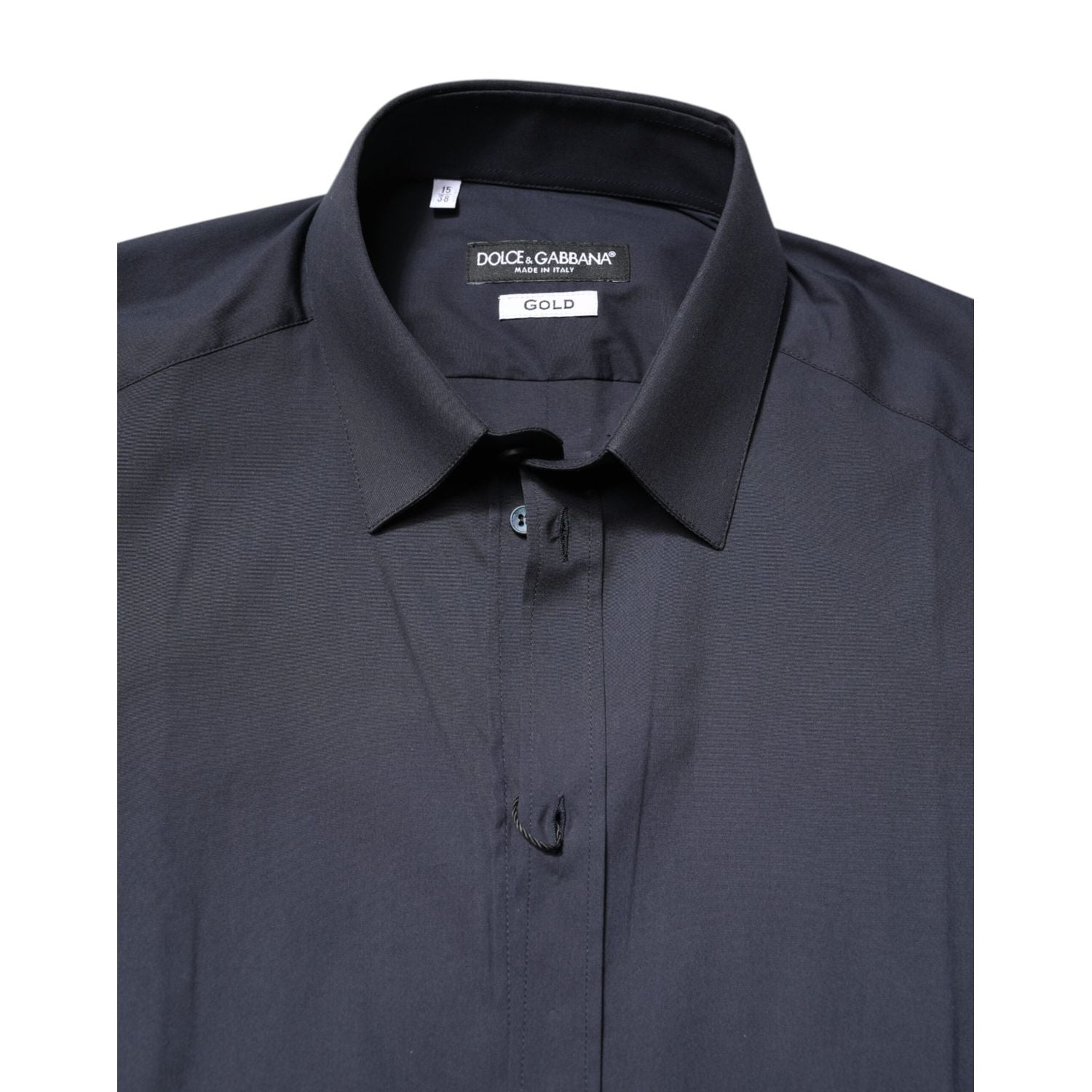 Dolce & Gabbana Dark Blue GOLD Cotton Dress Formal Shirt