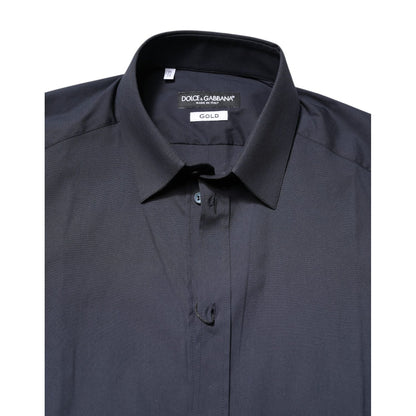 Dolce & Gabbana Dark Blue GOLD Cotton Dress Formal Shirt