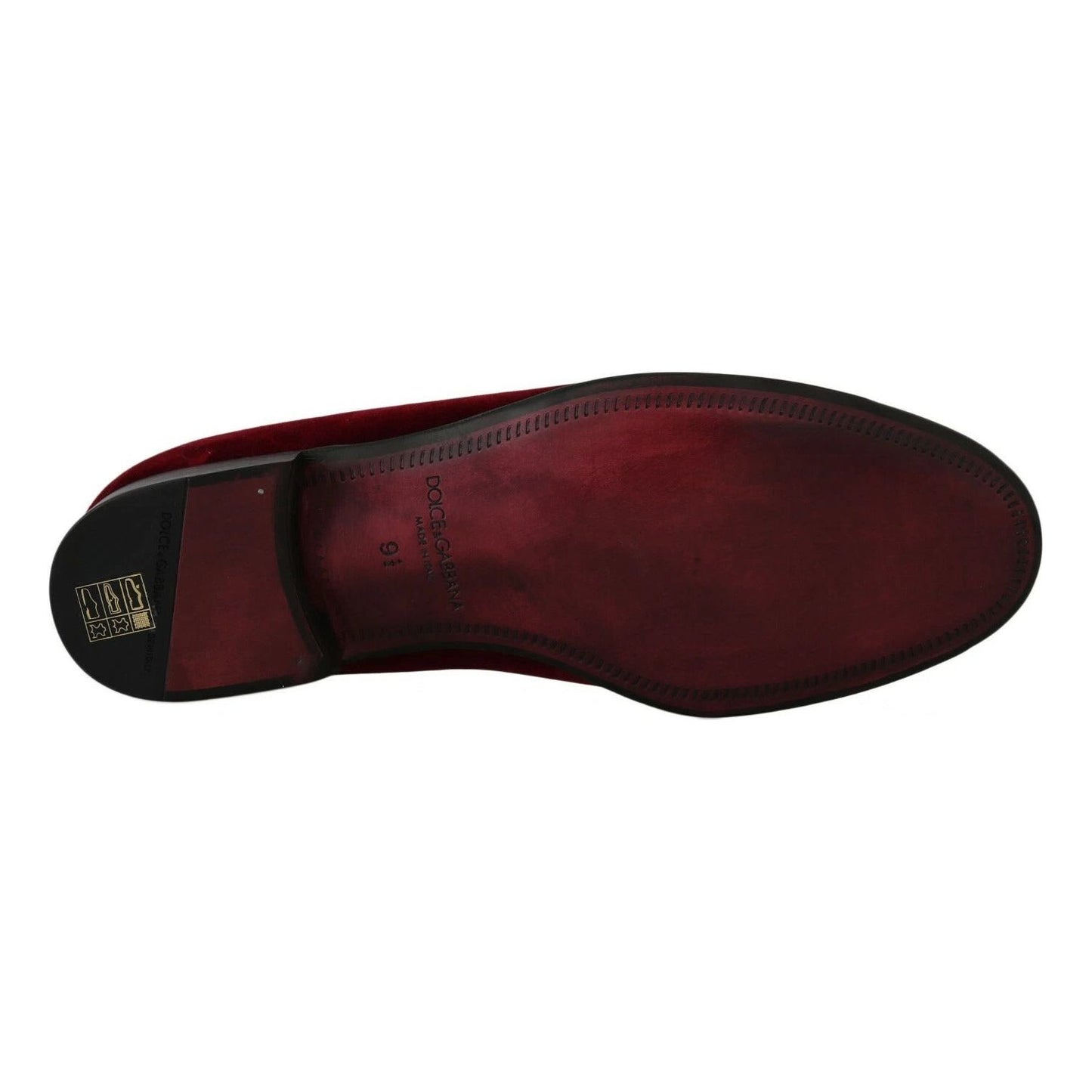 Dolce & Gabbana Bordeaux Velvet Loafers Gun Horseshoe Shoes MV2192-39