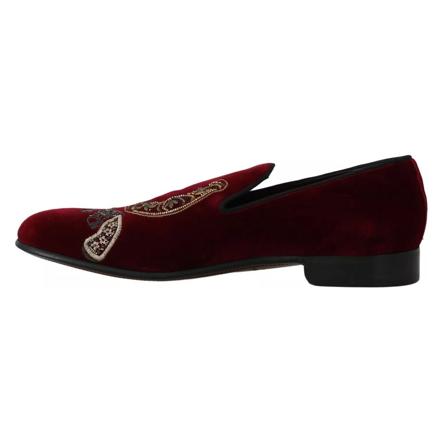 Dolce & Gabbana Bordeaux Velvet Loafers Gun Horseshoe Shoes MV2192-39