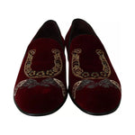 Dolce & Gabbana Bordeaux Velvet Loafers Gun Horseshoe Shoes MV2192-39
